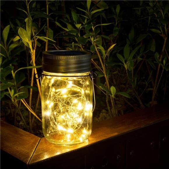 Hanging Mason Jar Solar Lights, 6 Pack 30 Led Hanging Solar Lanterns Outdoor - Picture 6 of 8